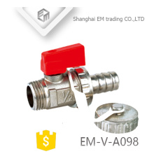 EM-V-A098 Nickel-Plated Threaded Brass Ball Valve 1/2 Inch with safety cap